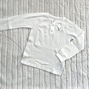 NWT Kids GAP Waffle Henley Shirt (White) L / 10